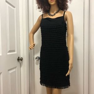 NWT ECRU feather layered black dress XS